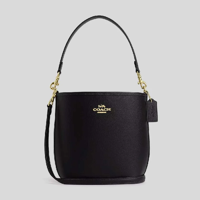 COACH City Bucket Bag In Pebble Leather Black CT801