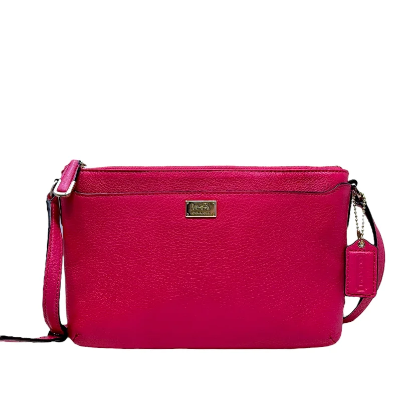 Madison Leather Swingpack Crossbody Designer By Coach In Pink Ruby, Size: Small