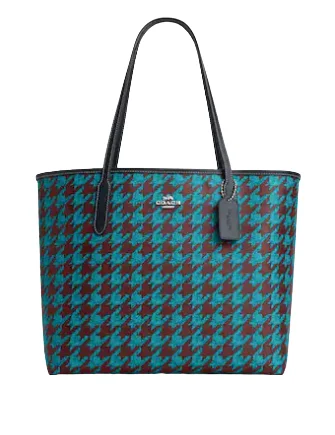 Coach City Tote With Houndstooth Print