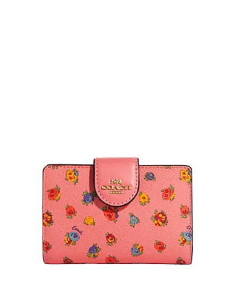 Coach Medium Corner Zip Wallet With Mini Vintage Rose Print