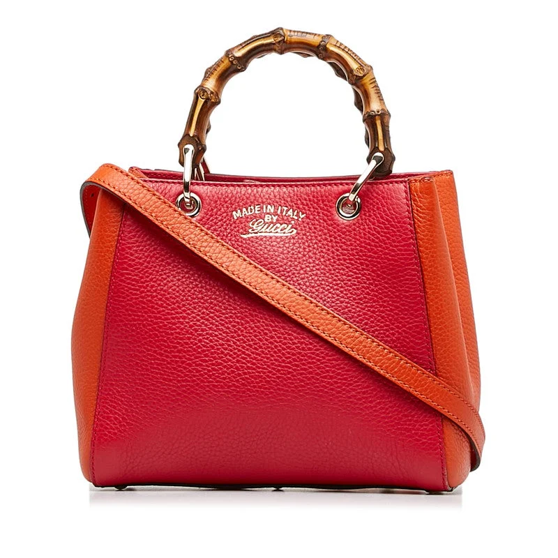 Gucci Bamboo Mini Shopper Handbags 2WAY 368823 Red Leather Ladies Gucci