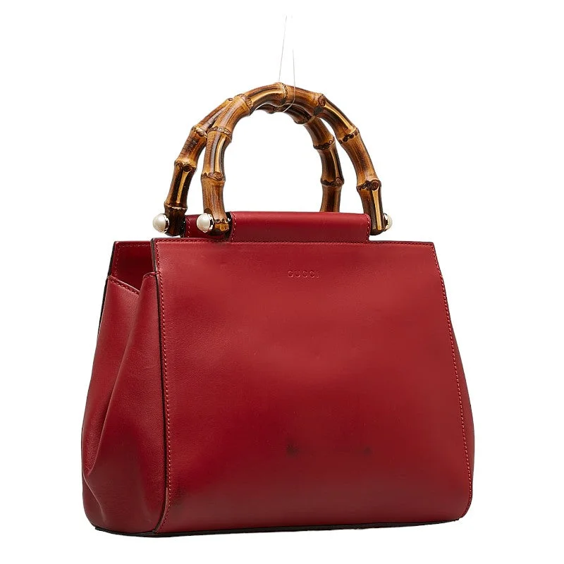 Gucci Bamboo Nime Fair Handbag 453767 Red Leather  Gucci