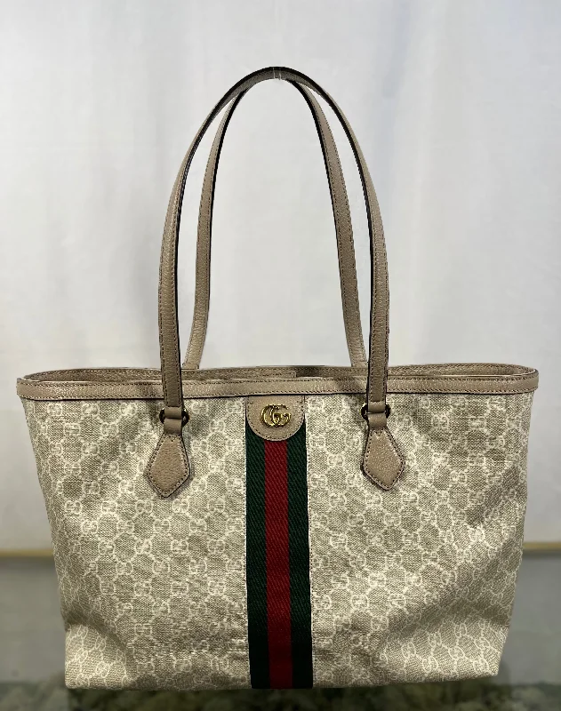 GUCCI Beige/White GG Ophidia Medium Tote