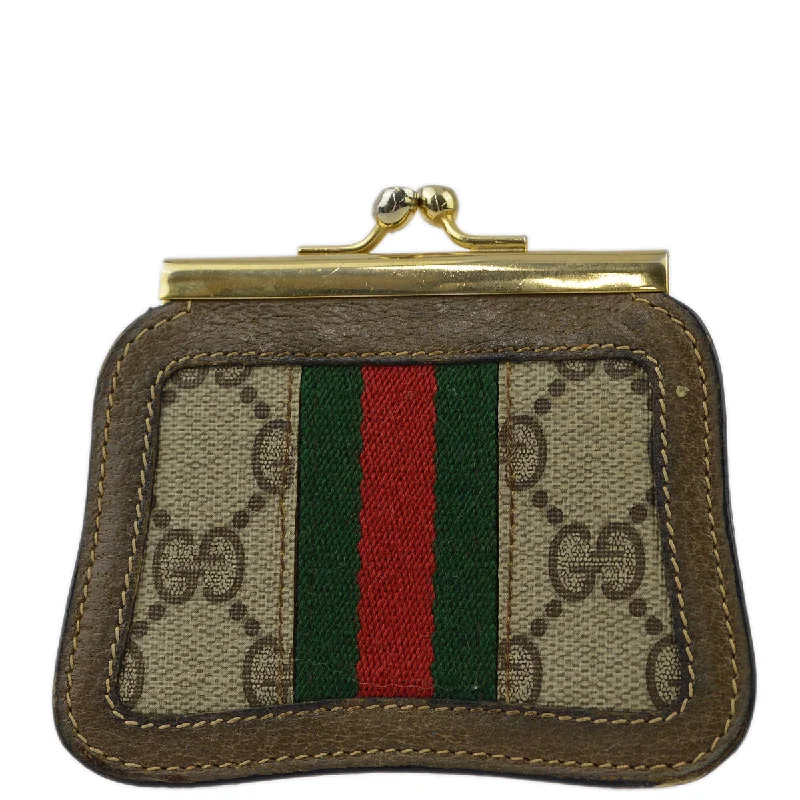 Gucci Brown GG Shelly Line Coin Purse Wallet