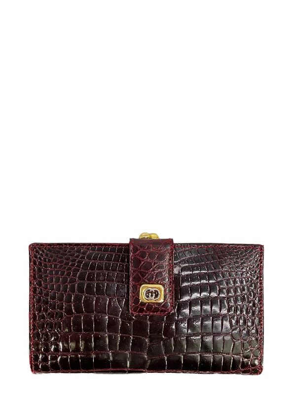 Gucci Burgundy Crocodile Wallet