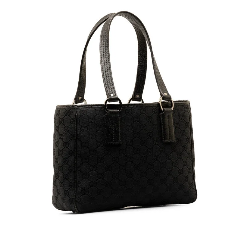 Gucci GG canvas handbag Tote bag 113019 black canvas leather ladies Gucci