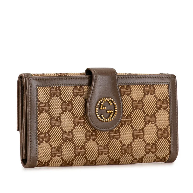 Gucci GG canvas interlocg G stalls long wallet 269970 brown canvas leather ladies Gucci