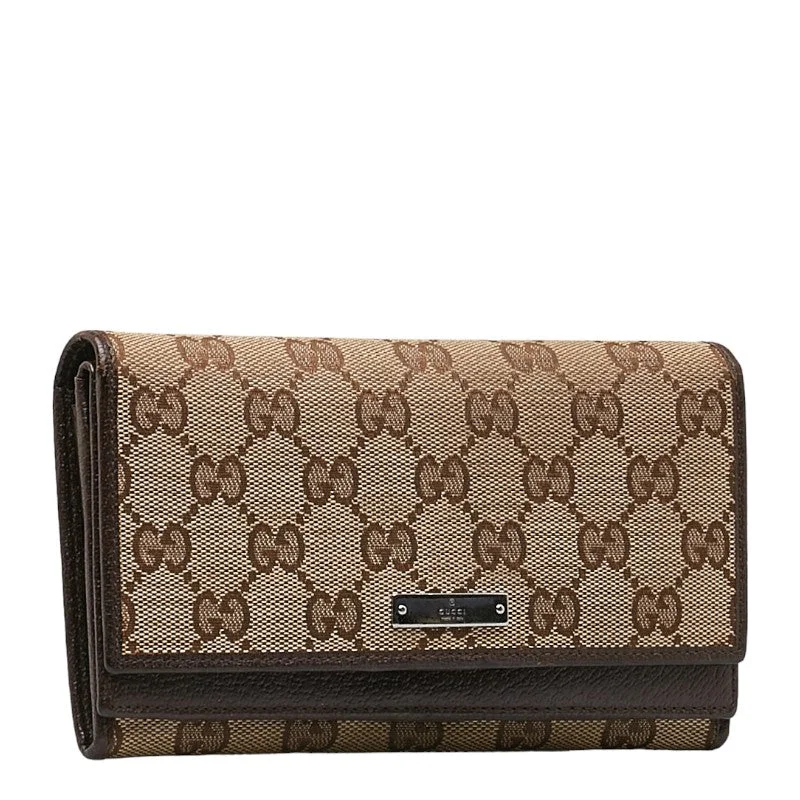 Gucci GG canvas long wallet 131888 Beige Brown canvas leather ladies Gucci