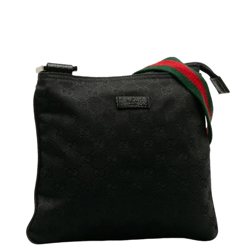 Gucci GG canvas shelly line sliding shoulder bag 146309 black multi-colour canvas leather ladies Gucci