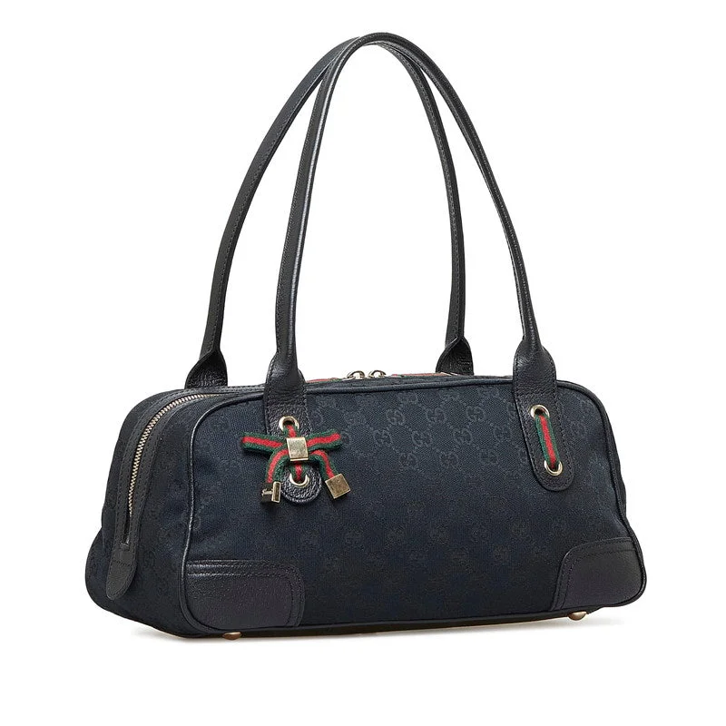 Gucci GG canvas shelly one-shell bag handbag 161720 black canvas leather ladies Gucci