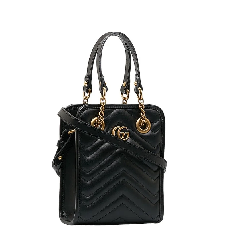 Gucci GG Marmont Killing Mini Chain Handbag 2WAY 696123 Black Leather  Gucci