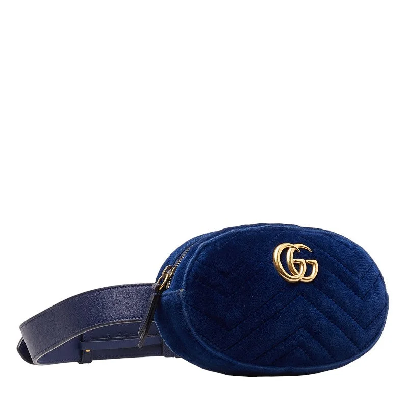 Gucci GG Marmont Waist Bag Belt Bag 476434 Navy Leather