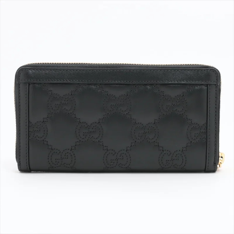 Gucci GG Matrasse 723784 Leather Round  Wallet Black