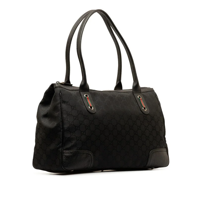 Gucci GG Nylon Sy Line Tote Handbag 293599 Black Nylon Leather  Gucci