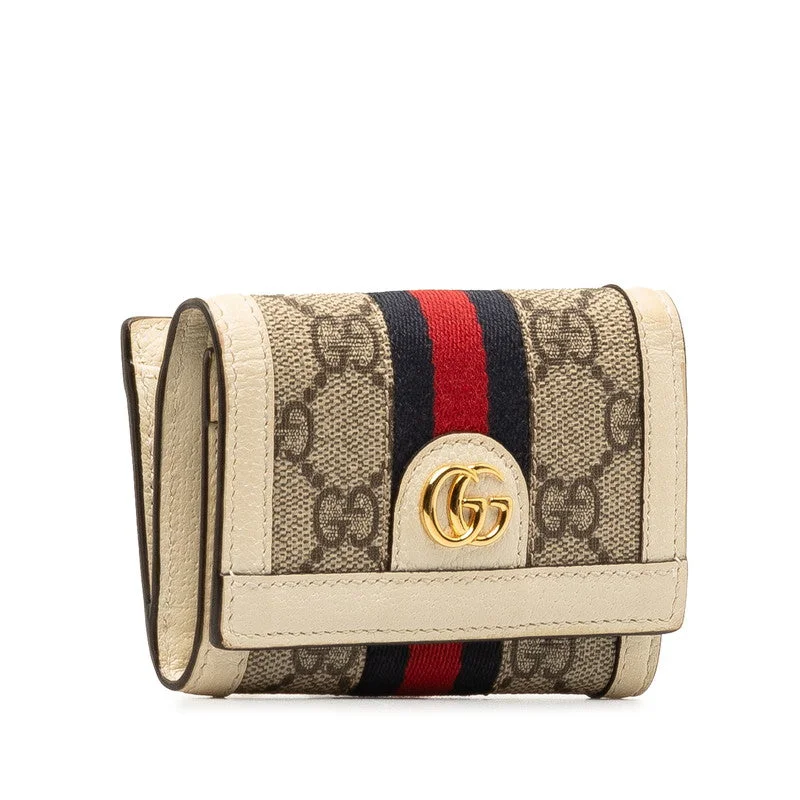 Gucci GG Supreme GG Marmont Offroad S Line Three Fold Wallet 644334 Beige White PVC Leather  Gucci  Gucci Ginxian