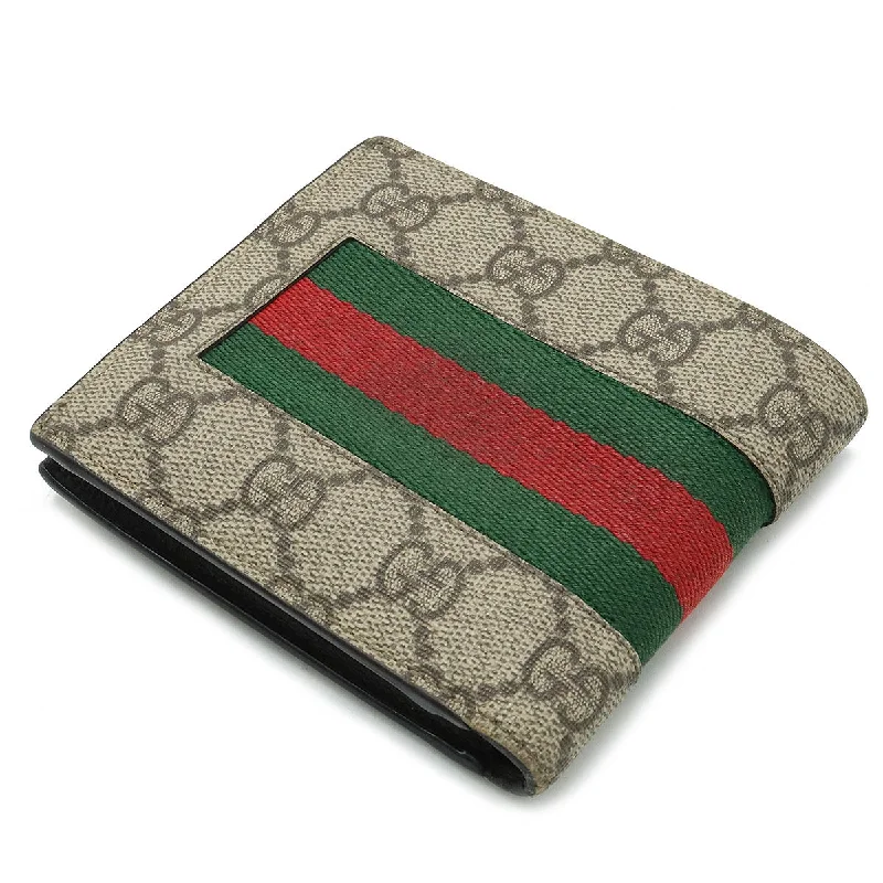 GUCCI Gucci GG Spring New Web Shellie Two Folded Wallet Two Folded Wallet PVC Beige Green Green Red Red 408826  Egg Blumen/Mosaic Quality