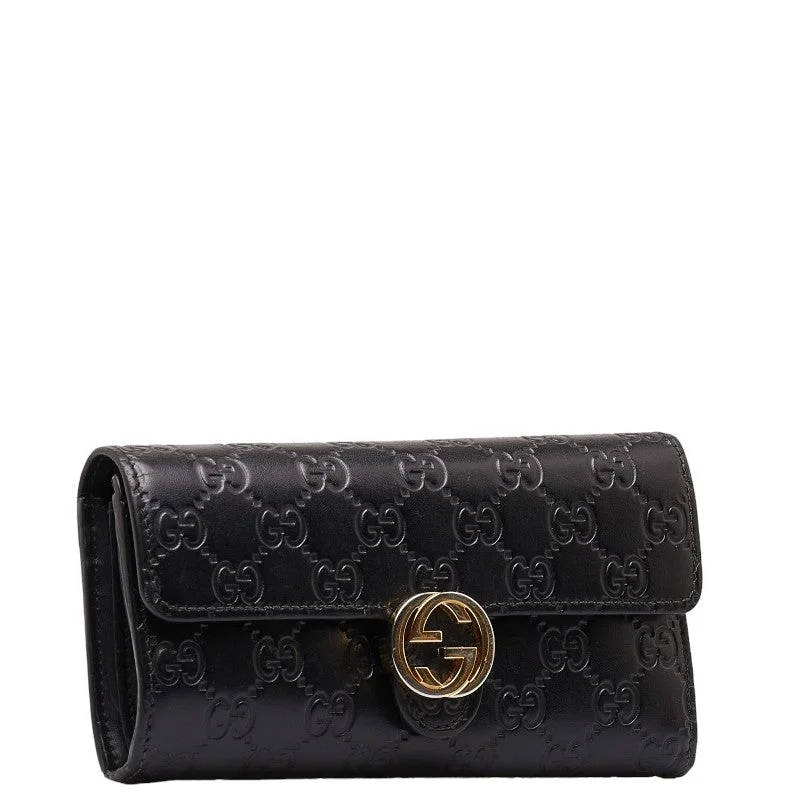 Gucci Gucci Interlocking G Long Wallet 369663 Black Leather  Gucci Gucci