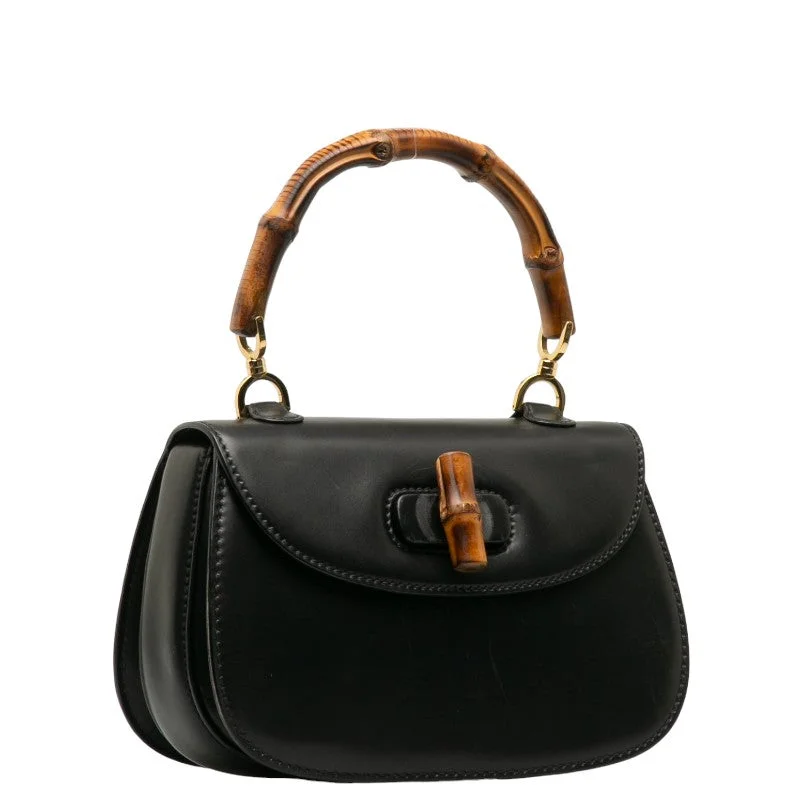 GUCCI Gucci Old Gucci Bamboo 000 01 0633 Handbag Leather Black Lady Gucci