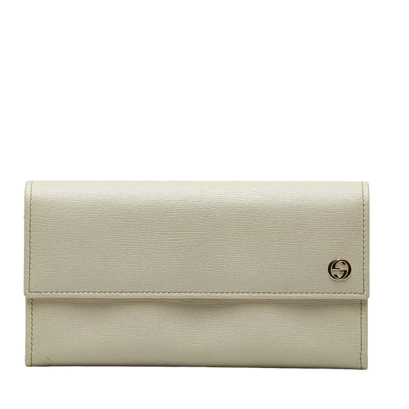 Gucci Interlocking G Long Wallet 309702 White Leather  Gucci