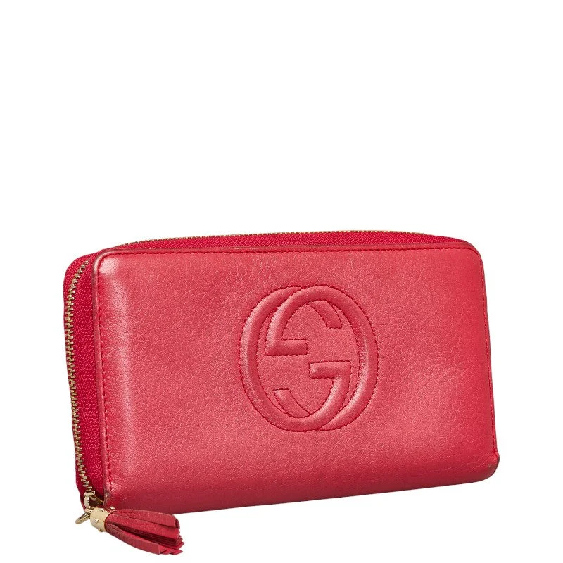 Gucci Interlocking G Soho Tassel Round Fashner Long Wallet 308280 Pink Leather  Gucci  Gucci