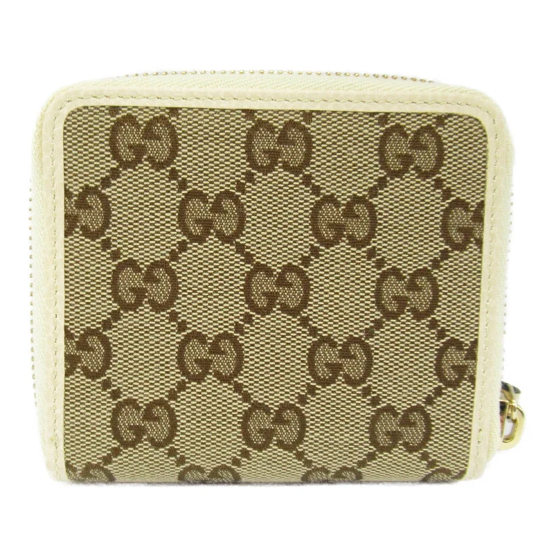 Gucci Twin Fold Wallet Twin Folded Wallet GG Canvas Leather  Beige White 346056