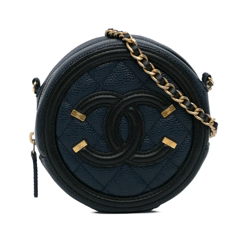 Chanel Caviar CC Filigree Round Crossbody Bag (SHG-ai93Fn)