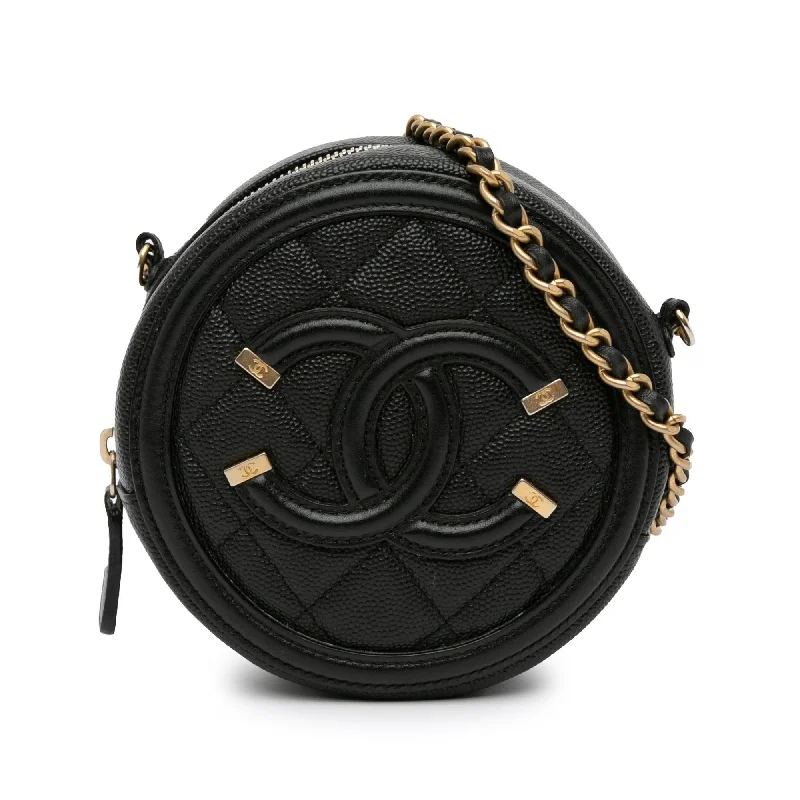 Chanel Caviar CC Filigree Round Crossbody (SHG-bEzArR)