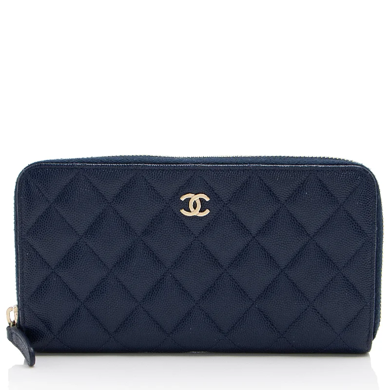 Chanel Caviar Leather CC Zip Around Wallet (SHF-dr4Upy)