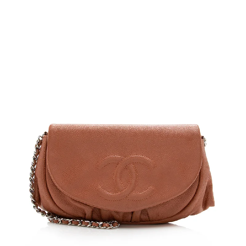 Chanel Caviar Leather Half Moon Wallet on Chain Bag (SHF-16815)