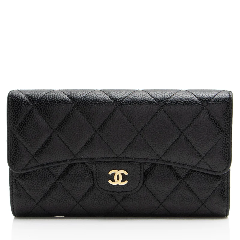 Chanel Caviar Leather Trifold Wallet (SHF-CKsJOS)