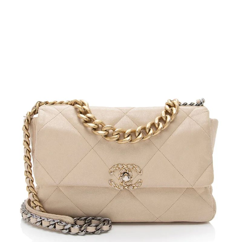 Chanel Lambskin 19 Large Flap Shoulder Bag (SHF-EujpYA)