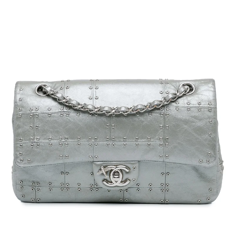 Chanel Medium Glazed Calfskin Grommet Embellished Airline Double Flap (SHG-3ngMjI)