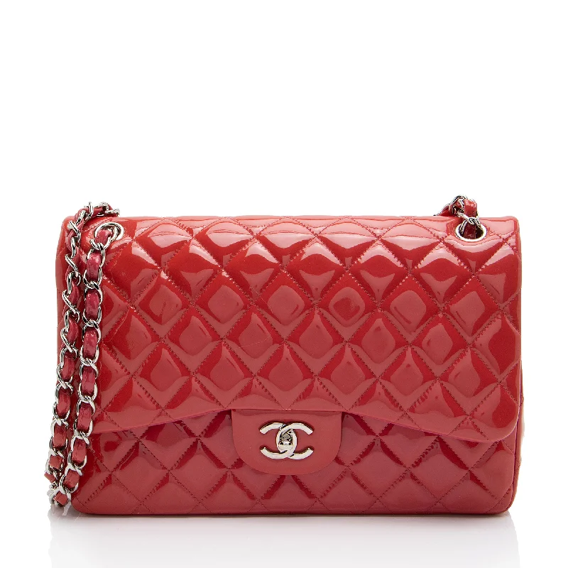 Chanel Patent Leather Classic Jumbo Double Flap Bag (SHF-2aeN2O)