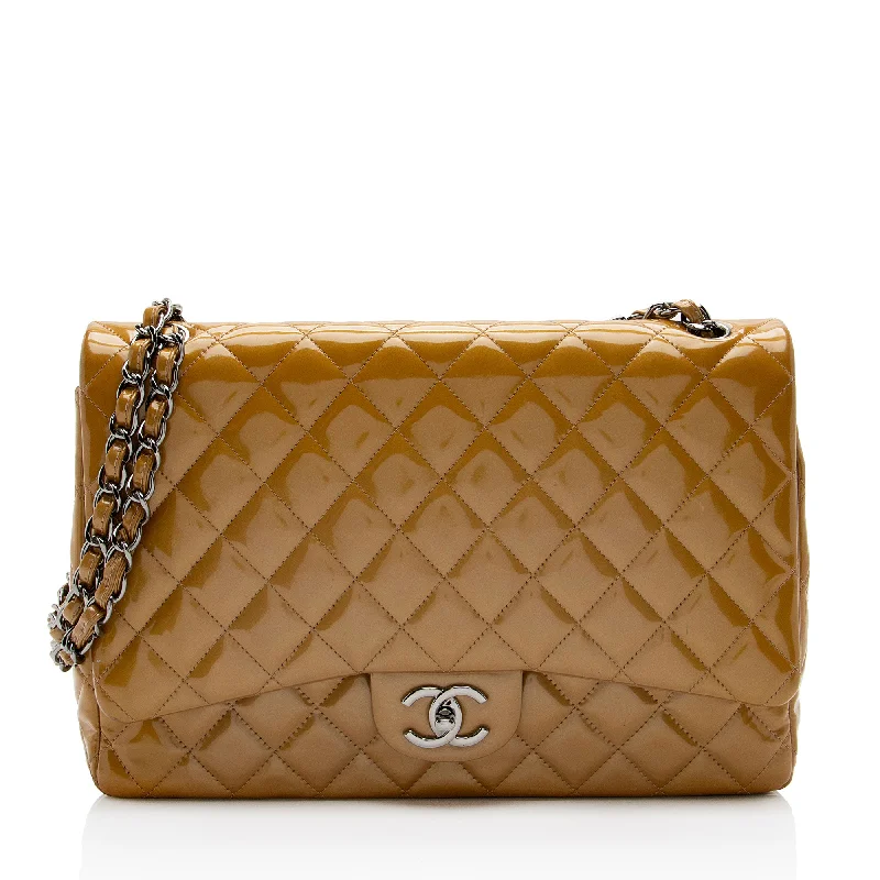 Chanel Patent Leather Classic Maxi Double Flap Bag (SHF-If9V1h)