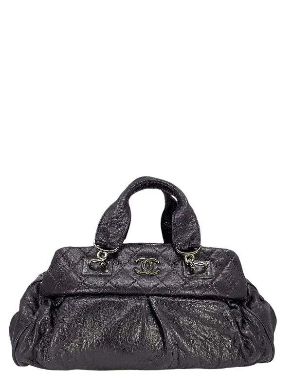 CHANEL Pleated Leather Large Bowling Bag