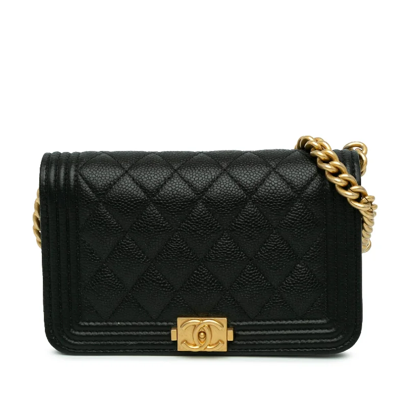 Chanel Quilted Caviar Boy Wallet on Chain (SHG-zDpkSM)