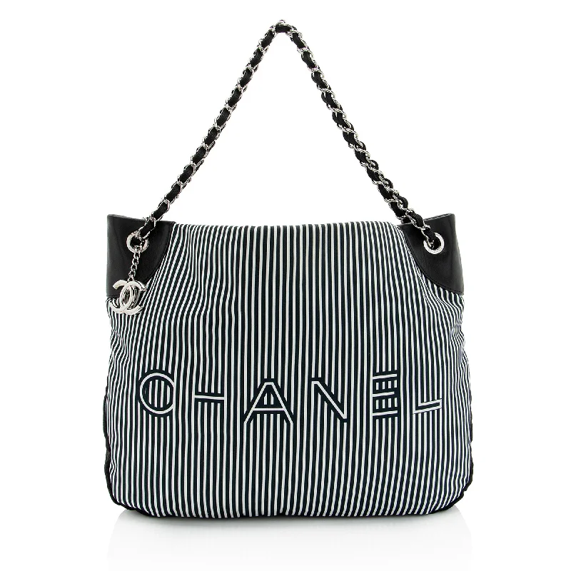 Chanel Striped Canvas Rialto Shoulder Bag (SHF-BaPjh9)