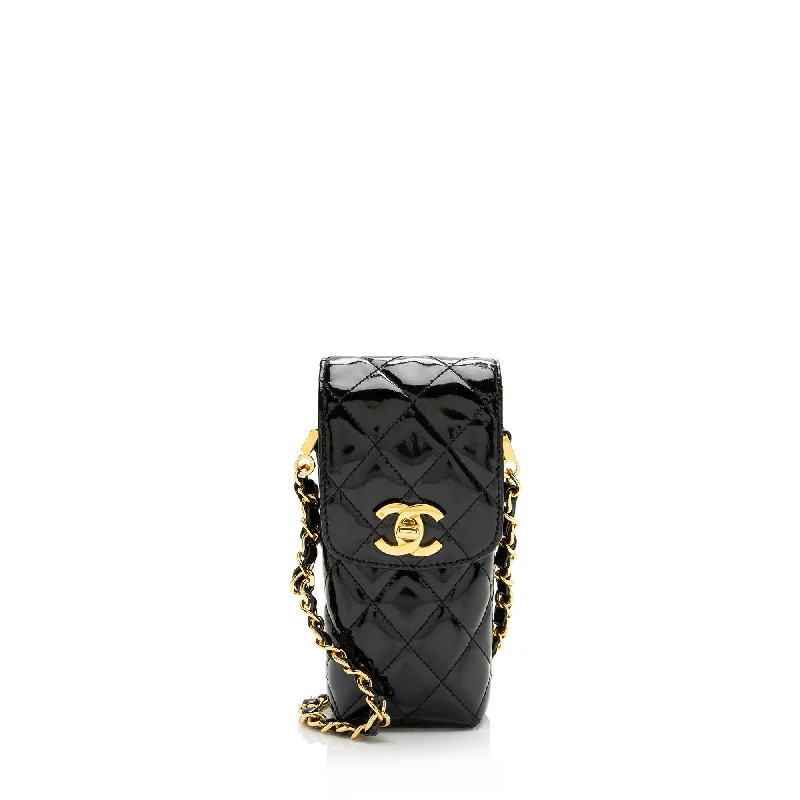 Chanel Vintage Patent Leather CC Phone Holder Crossbody Bag (SHF-23769)