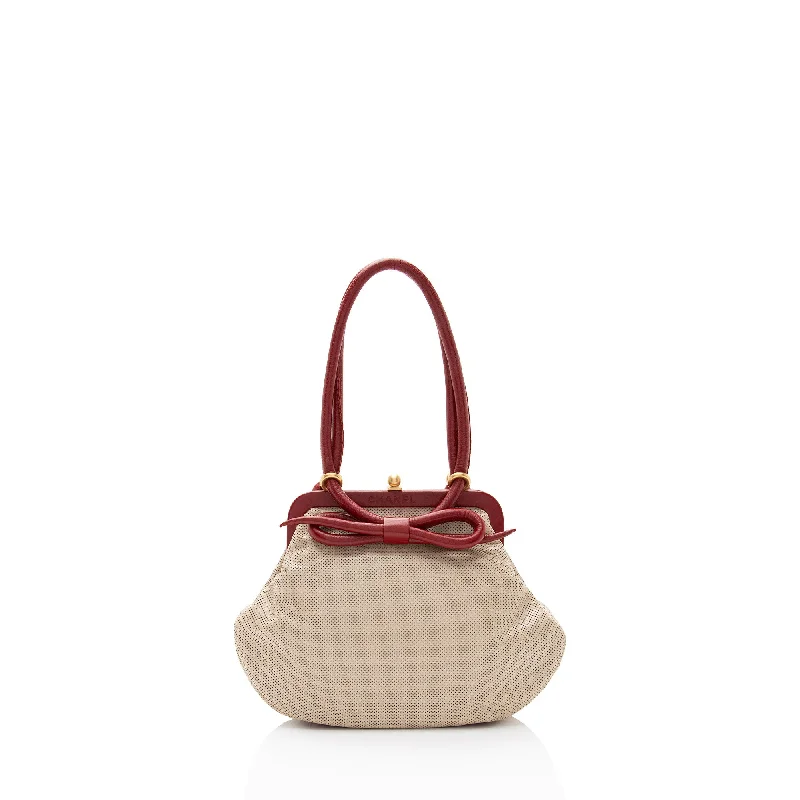 Chanel Vintage Perforated Leather Kiss Lock Shoulder Bag (SHF-TBMbgs)