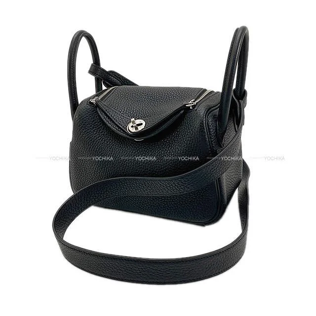 HERMES Shoulder bag Lindy 20 mini Noir (Black) Taurillon Clemence Silver HW Stamp B[BRAND NEW][Authentic]