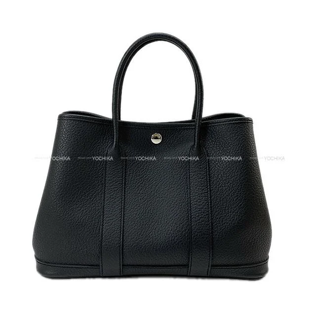 HERMES tote bag Garden Party 30 TPM All Leather Noir (Black) Veau Negonda Silver HW Stamp B[BRAND NEW][Authentic]