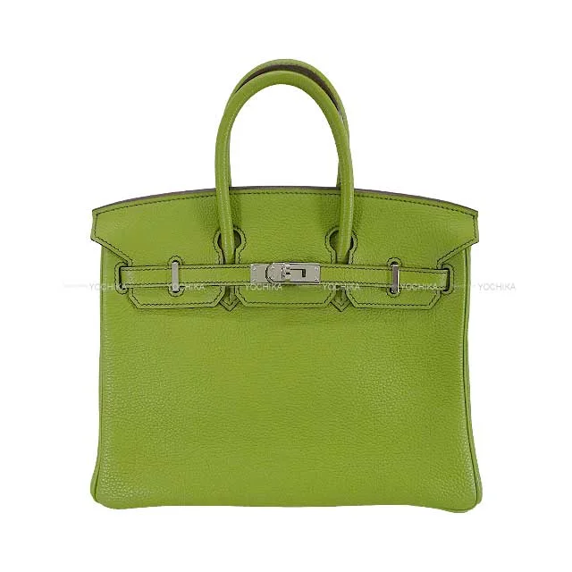 [Pre-loved] HERMES Handbag Birkin25 Anis green Veau Togo Silver HW Stamp □K[LIKE NEW][Authentic]