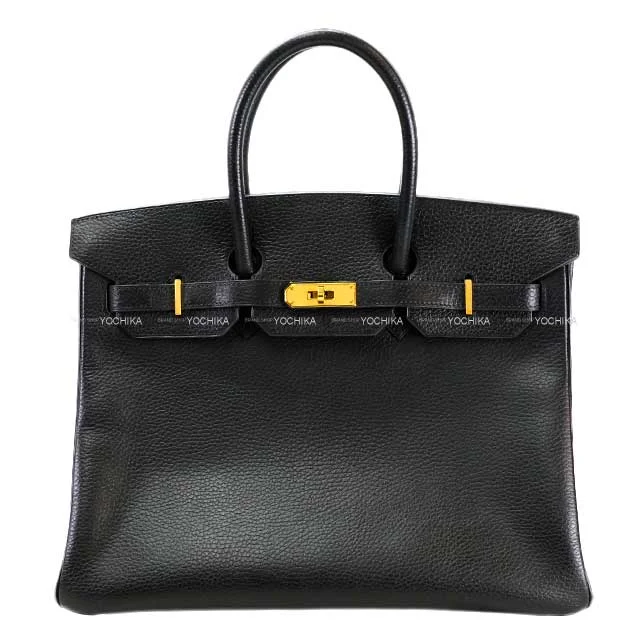 [Pre-loved] HERMES Handbag Birkin35 Noir (Black) Ardennes Gold HW Stamp □G[USED A][Authentic]