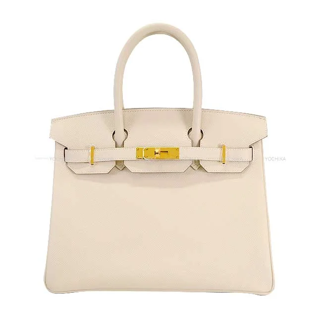 HERMES Handbag Birkin30 Craie Veau Epsom Gold HW Stamp B[EXCELLENT][Authentic]