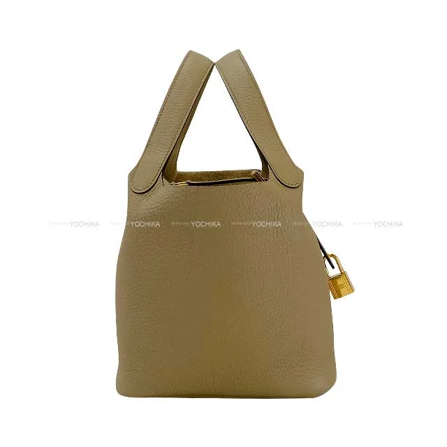 HERMES Handbag Picotin Lock 18 PM Beige Marfa Taurillon Clemence Gold HW Stamp W[BRAND NEW][Authentic]