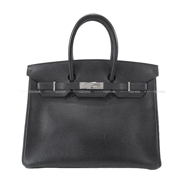 [Pre-loved] HERMES Handbag Birkin35 Noir (Black) Ardennes Silver HW Stamp □F[USED B][Authentic]