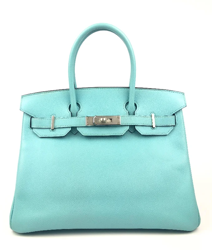 Hermès 30cm Blue Atoll Epsom Birkin w/ Palladium Hardware