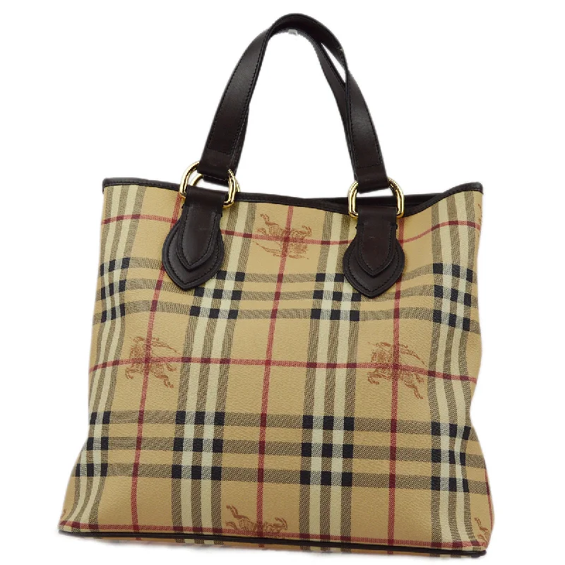 BURBERRY Beige House Check Tote Handbag 172436