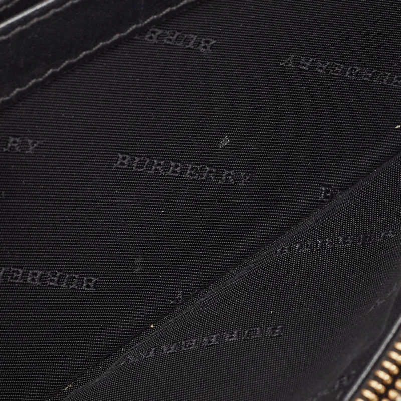 BURBERRY Black/Beige House Check Canvas and Leather Flap Continental Wallet