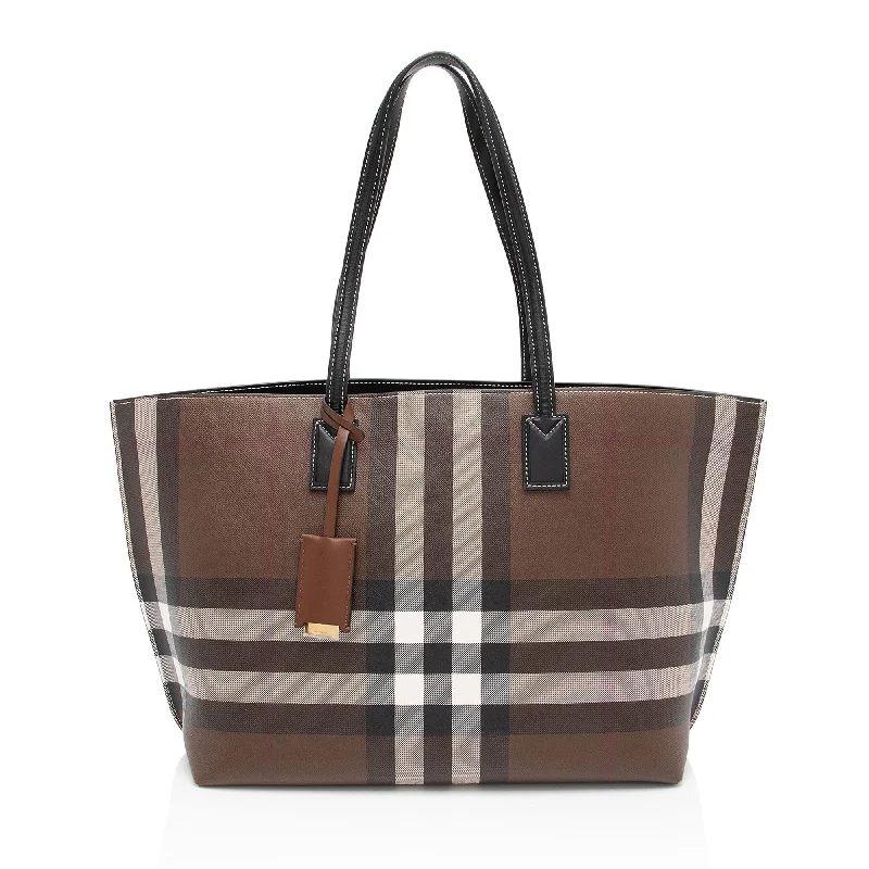 Burberry E-Canvas House Check Denny Medium Tote (SHF-LVEywC)